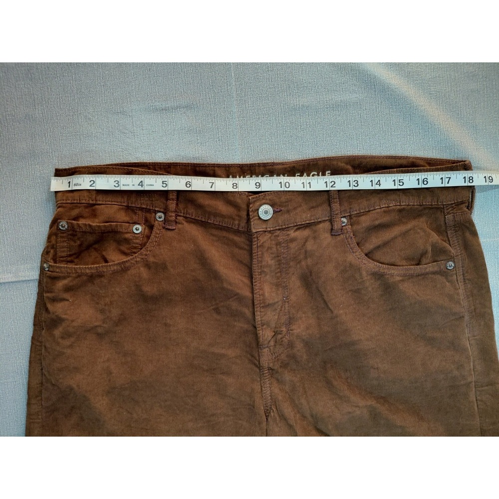 American Eagle Corduroy Low Rise Skater Jean Women's 14 Reg Brown Baggy Wide Leg - Picture 11 of 15